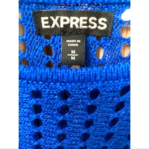 Express Royal blue Shimmery Open knit Sweater M/L - Picture 6 of 8